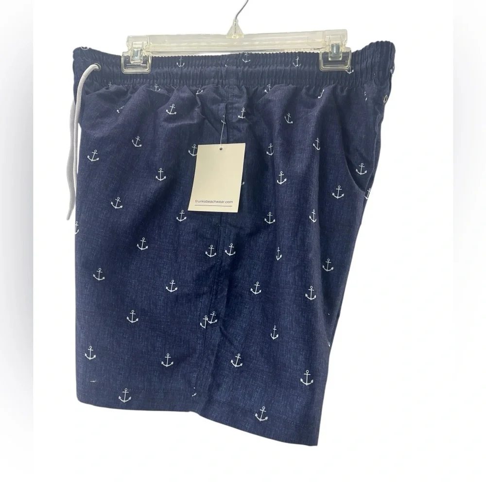 NWT Trunks Nautical Navy Swim Shorts with Anchors L